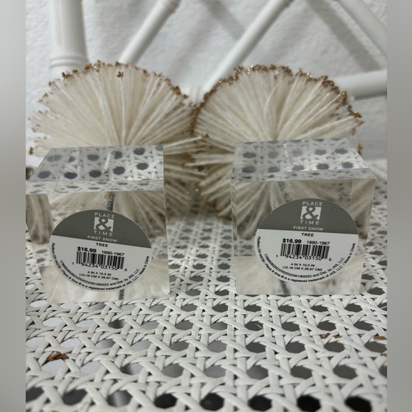 Pair of White & Gold Glitter Bottlebrush Christmas Trees - Picture 6 of 7